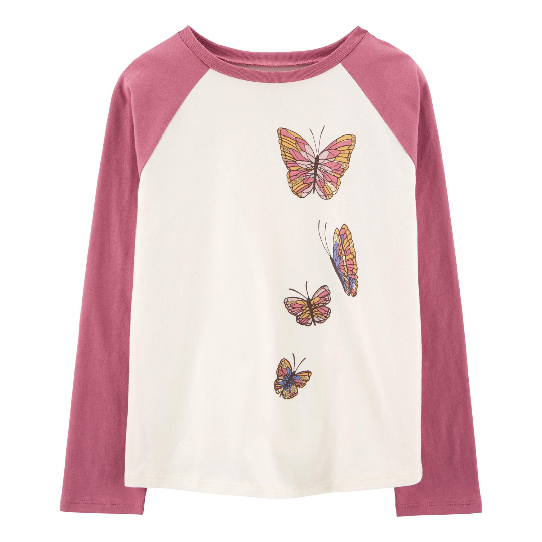 Camiseta Manga Longa Borboletas Carter's