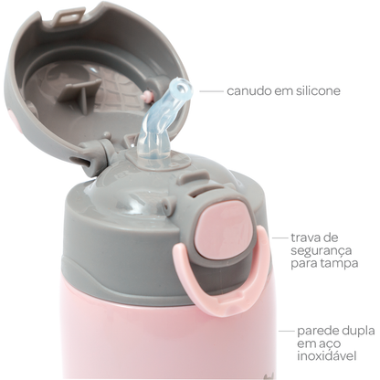 Copo Térmico Parede Dupla Gumy Rosa Buba