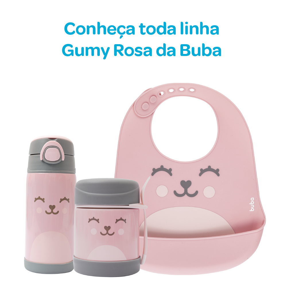 Copo Térmico Parede Dupla Gumy Rosa Buba
