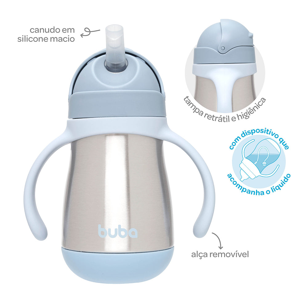 Copo Térmico Parede Dupla Com Alça Azul Buba