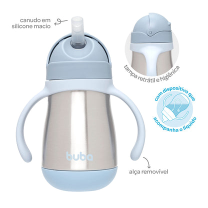 Copo Térmico Parede Dupla Com Alça Azul Buba