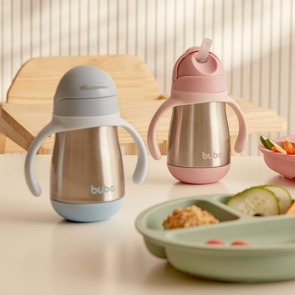 Copo Térmico Parede Dupla Com Alça Azul Buba