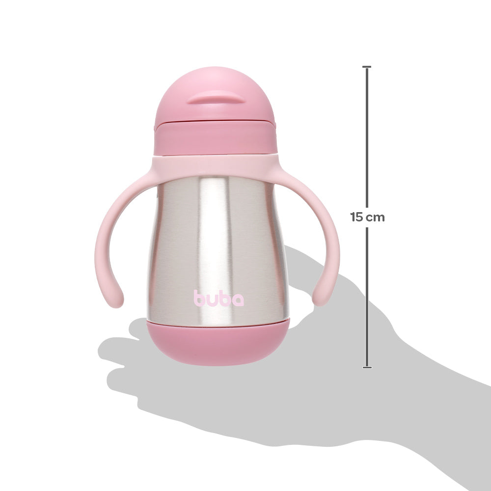 Copo Térmico Parede Dupla Com Alça Rosa Buba