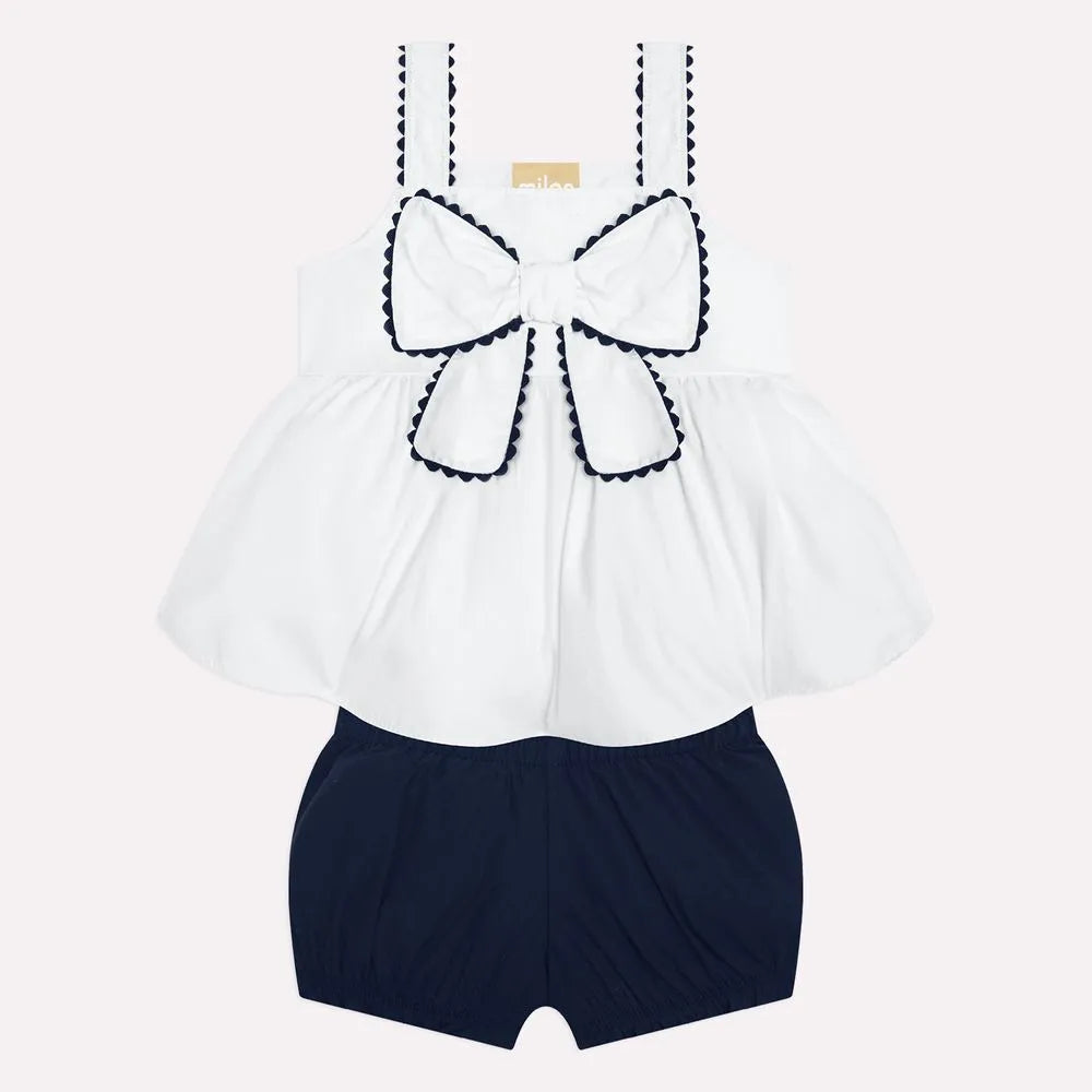 Conjunto Bebê Menina Azul Laço Milon