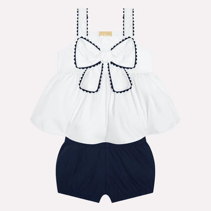 Conjunto Bebê Menina Azul Laço Milon