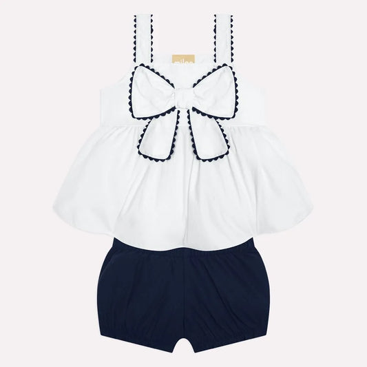 Conjunto Bebê Menina Azul Laço Milon