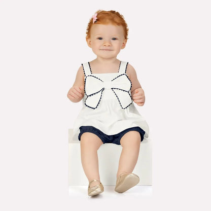 Conjunto Bebê Menina Azul Laço Milon