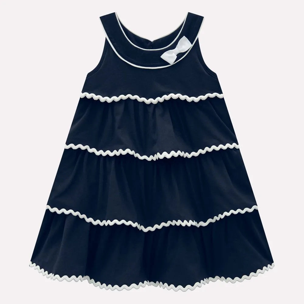 Vestido Infantil Menina Azul em Algodão Milon
