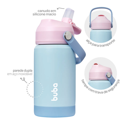 Copo Térmico Parede Dupla Com Canudo Candy Buba