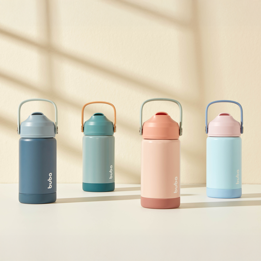 Copo Térmico Parede Dupla Com Canudo Candy Buba