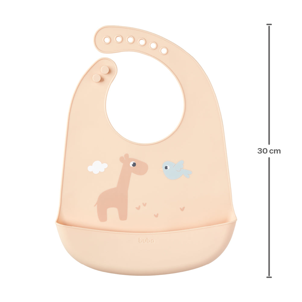 Babador em Silicone Com Pega Migalhas Cloudy Bege Buba