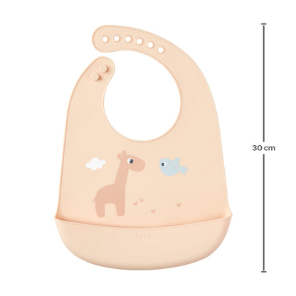 Babador em Silicone Com Pega Migalhas Cloudy Bege Buba