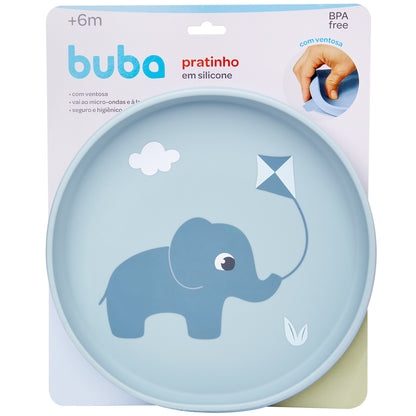 Prato em Silicona com Ventosa Cloudy Azul Buba