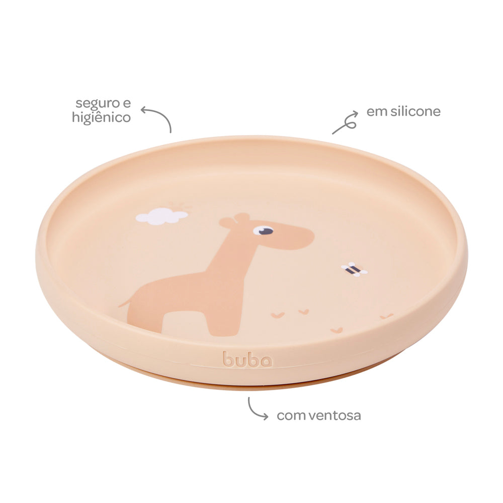 Prato em Silicona com Ventosa Cloudy Bege Buba