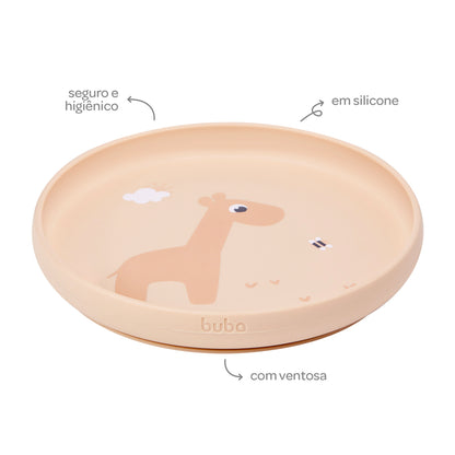 Prato em Silicona com Ventosa Cloudy Bege Buba