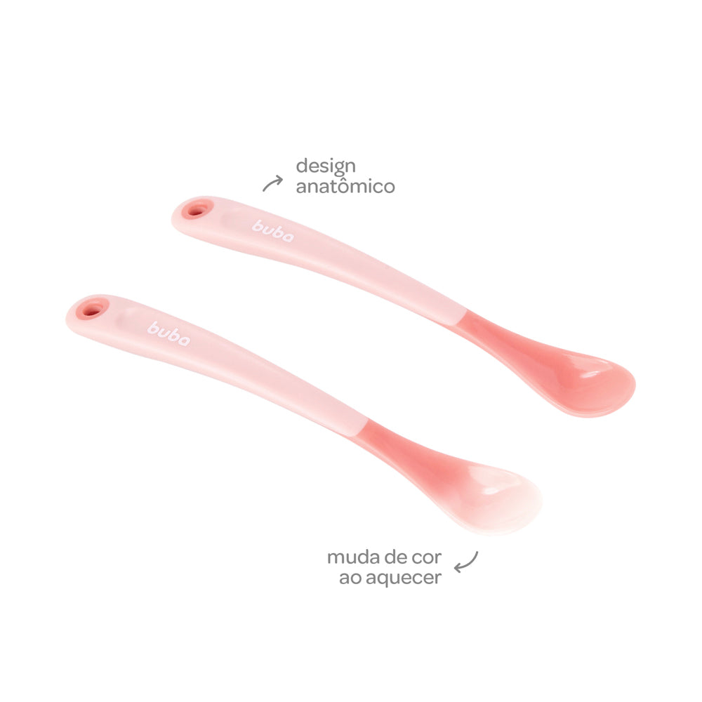 Kit Colheres Termossensíveis Rosa Buba