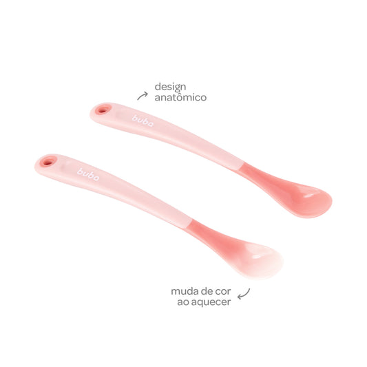 Kit Colheres Termossensíveis Rosa Buba