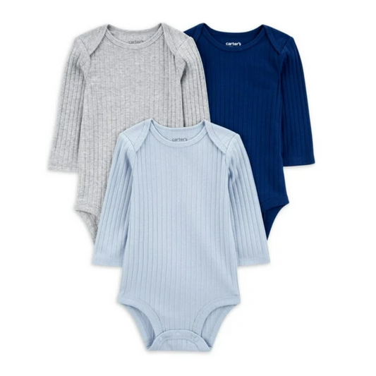 Conjunto 3 Bodys Manga Longas Neutros Carter's