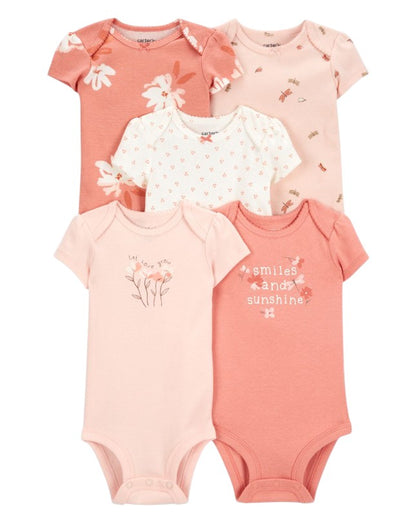 Conjunto 5 bodys Manga Curta Smiles Carter's