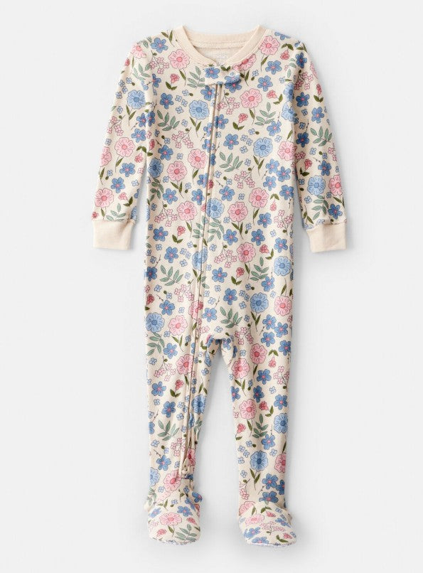 Pijama Algodão Floral Off White Carter's
