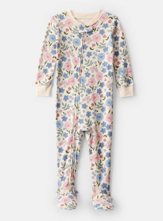 Pijama Algodão Floral Off White Carter's