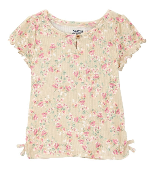 Camiseta Manga Curta Algodão Rib Floral Oshkosh