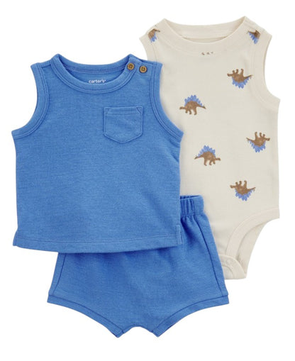 Conjunto Dinossauro Azul/Marfim Carter's