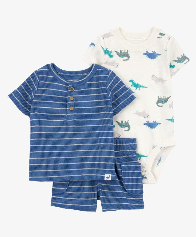 Conjunto de Dinossauro Azul e Listras Carter's