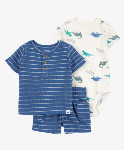 Conjunto de Dinossauro Azul e Listras Carter's