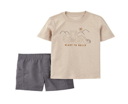 Conjunto Nude e Cinza Escavadeira Carter's