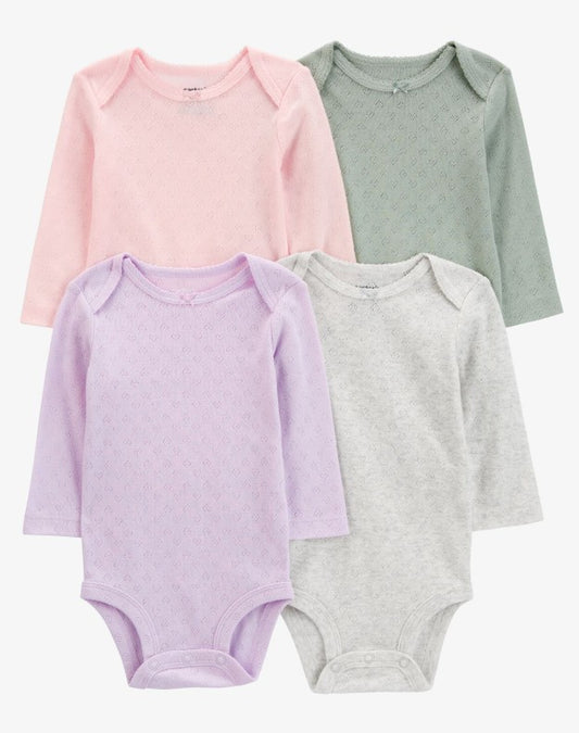 Conjunto Bodys Manga Longa Tons Neutros Carter's