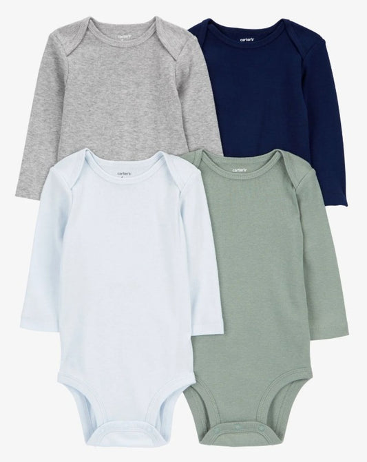 Conjunto Bodys Manga Longa Tons Neutros Carter's