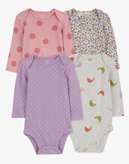 Conjunto Body Manga Longa Floral/Pássaros/Bolinha Carter's