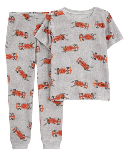 Pijama de Tricô Waffle Estampa de Carro de Corrida Carter's