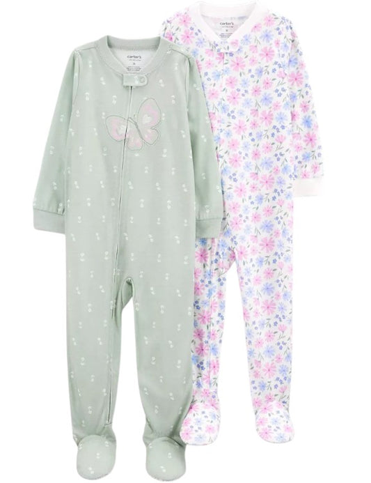 Conjunto 2 Pijamas Poliéster/Algodão Floral e Borboleta Carter's